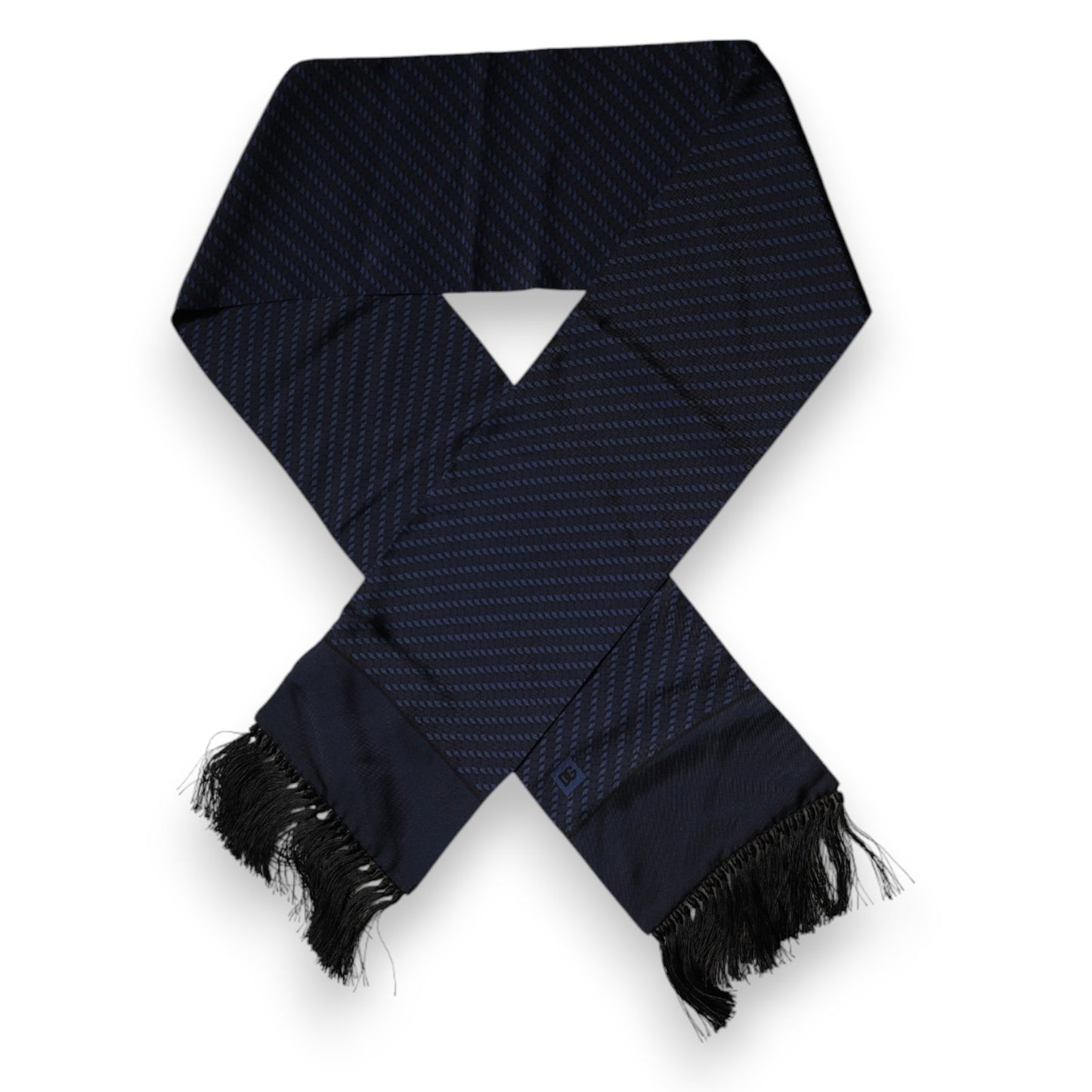 Dark Blue Fantasy Fringes Neck Wrap Scarf-Dolce & Gabbana-LabelTerrace.com
