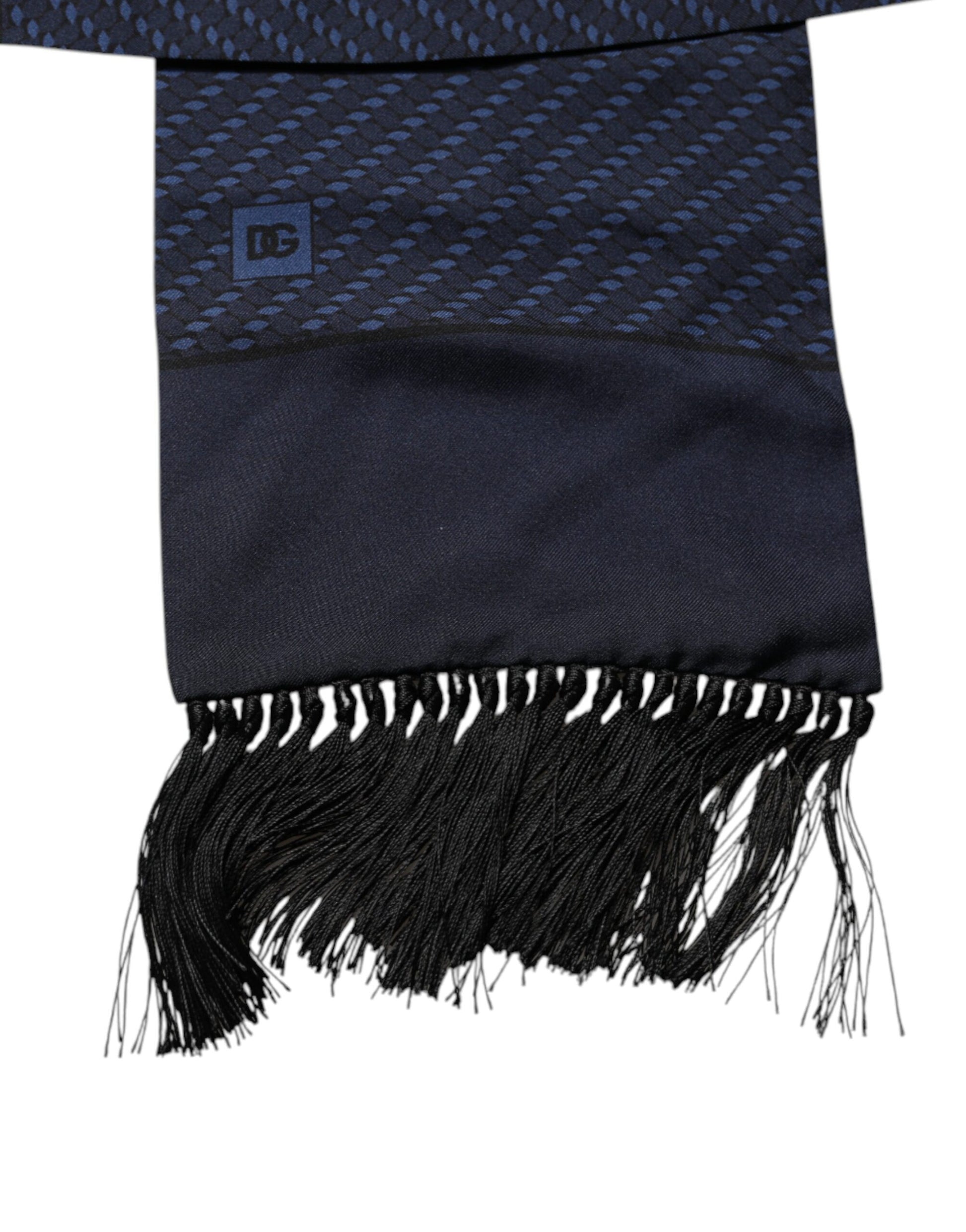 Dark Blue Fantasy Fringes Neck Wrap Scarf-Dolce & Gabbana-LabelTerrace.com