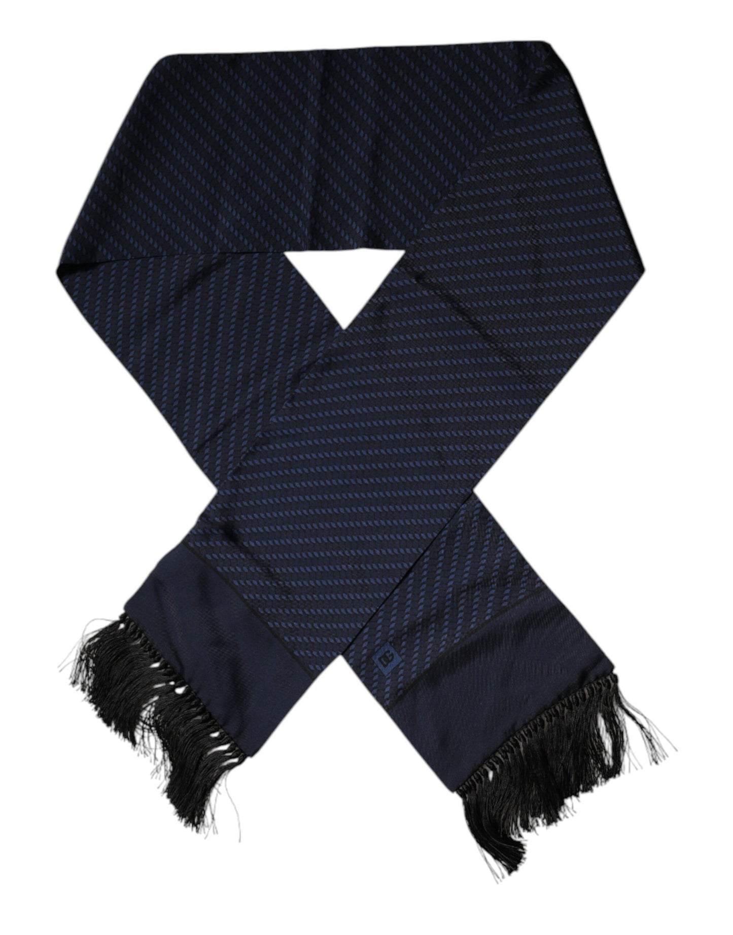 Dark Blue Fantasy Fringes Neck Wrap Scarf-Dolce & Gabbana-LabelTerrace.com