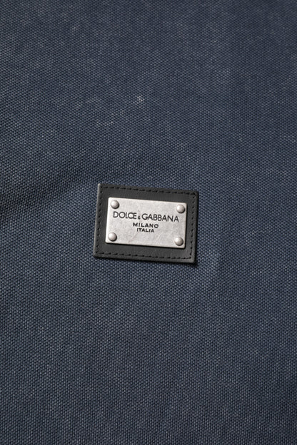 Dark Blue Logo Plaque Cotton Men Polo Shirt T-shirt-Dolce & Gabbana-LabelTerrace.com