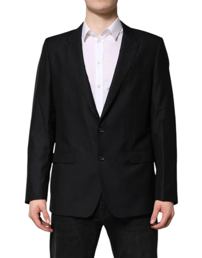 Dark Blue MARTINI Wool Blazer Coat Jacket-Dolce & Gabbana-LabelTerrace.com