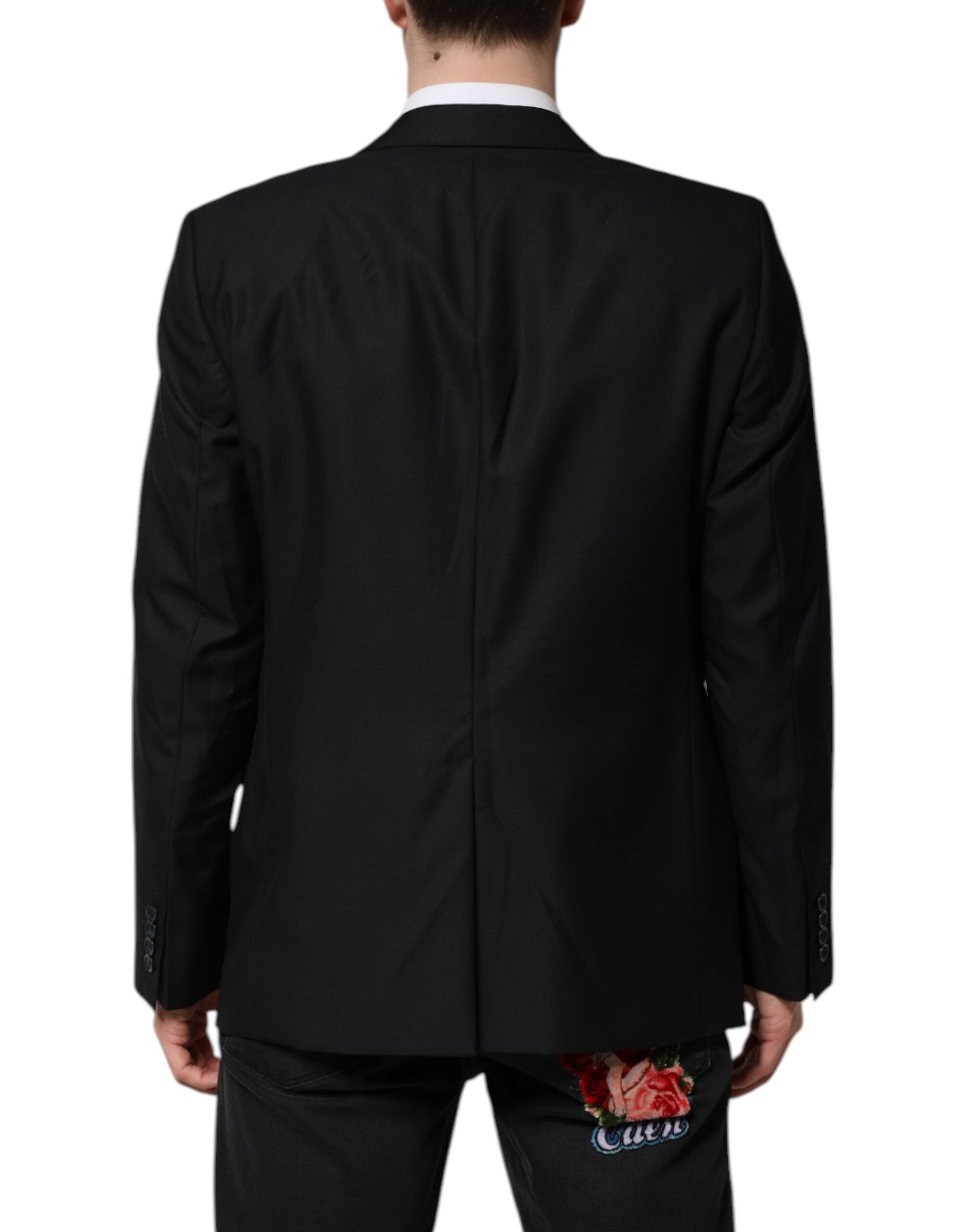 Dark Blue MARTINI Wool Blazer Coat Jacket-Dolce & Gabbana-LabelTerrace.com