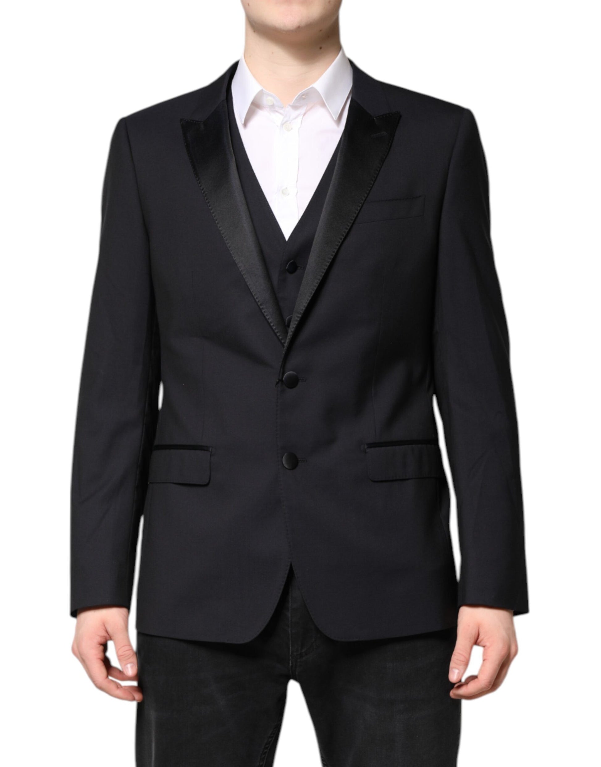 Dark Blue MARTINI Wool Suit 2 Piece Jacket-Dolce & Gabbana-LabelTerrace.com