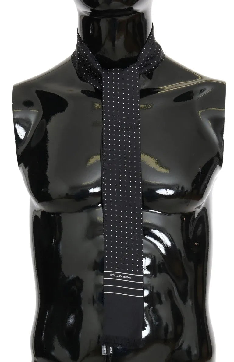 Dark Blue Polka Dotted Silk Scarf-Dolce & Gabbana-LabelTerrace.com