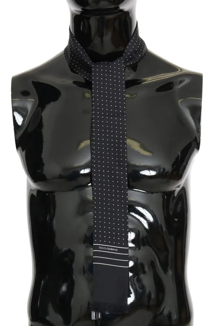Dark Blue Polka Dotted Silk Scarf-Dolce & Gabbana-LabelTerrace.com