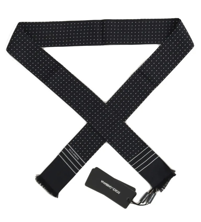 Dark Blue Polka Dotted Silk Scarf-Dolce & Gabbana-LabelTerrace.com