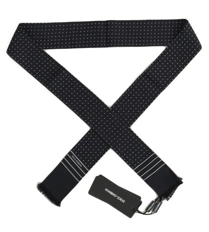 Dark Blue Polka Dotted Silk Scarf-Dolce & Gabbana-LabelTerrace.com