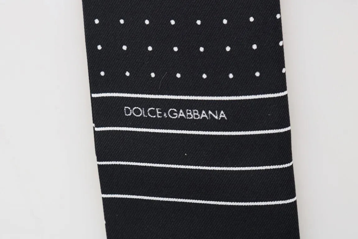 Dark Blue Polka Dotted Silk Scarf-Dolce & Gabbana-LabelTerrace.com