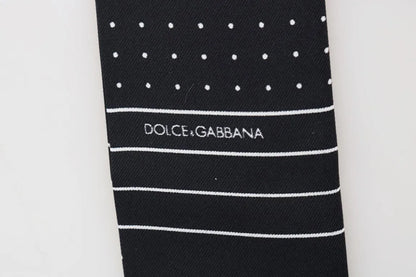 Dark Blue Polka Dotted Silk Scarf-Dolce & Gabbana-LabelTerrace.com