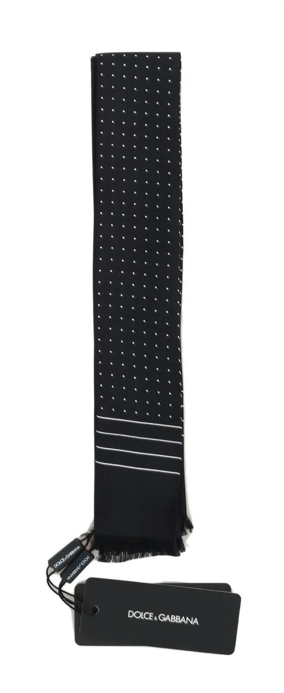 Dark Blue Polka Dotted Silk Scarf-Dolce & Gabbana-LabelTerrace.com