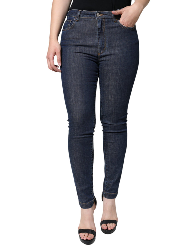 Dark Blue QUEEN Cotton Skinny Denim Jeans-Dolce & Gabbana-LabelTerrace.com