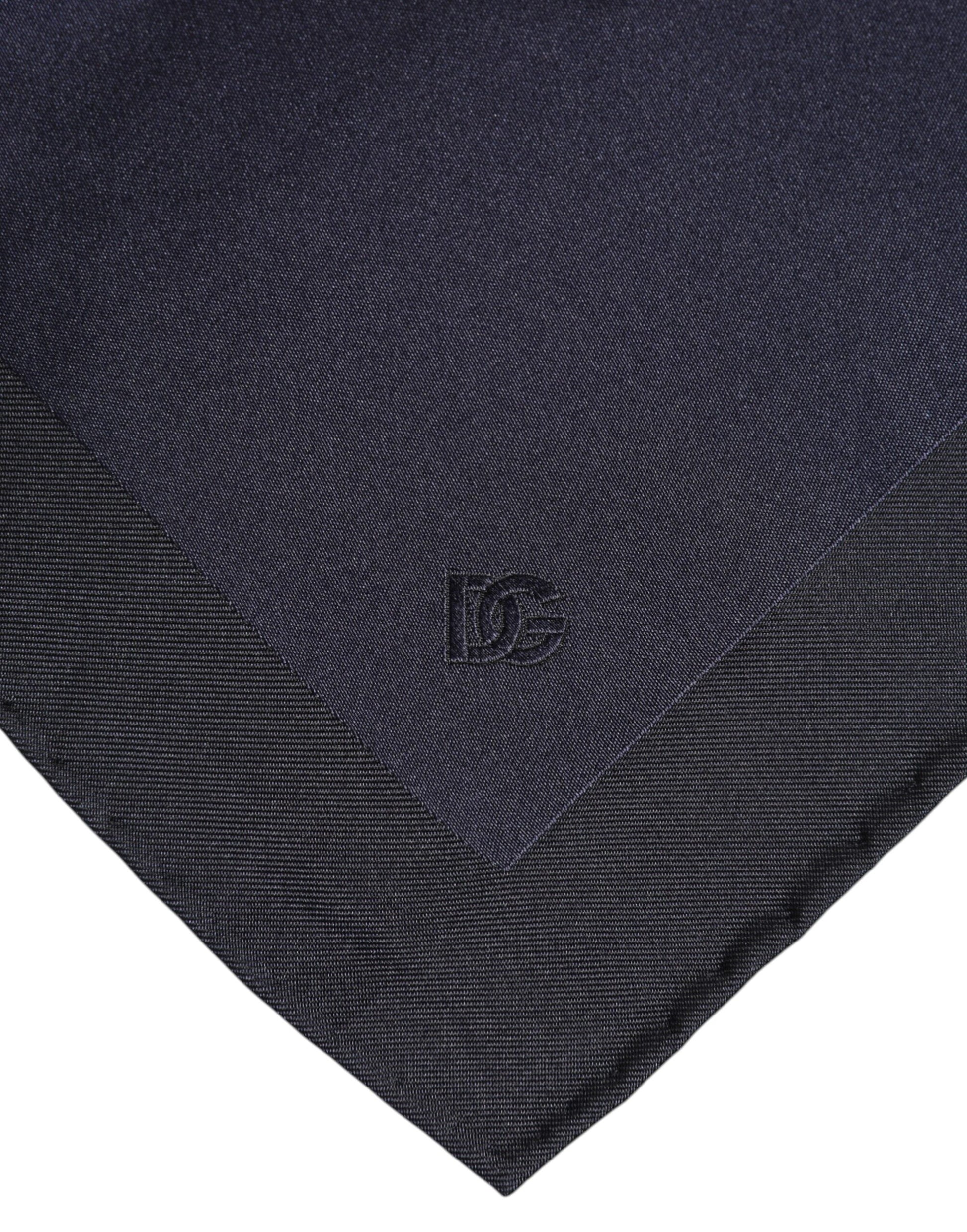 Dark Blue Silk Square Men Foulard Scarf-Dolce & Gabbana-LabelTerrace.com