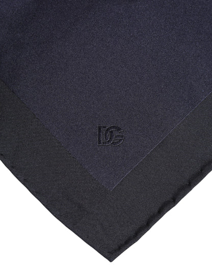 Dark Blue Silk Square Men Foulard Scarf-Dolce & Gabbana-LabelTerrace.com