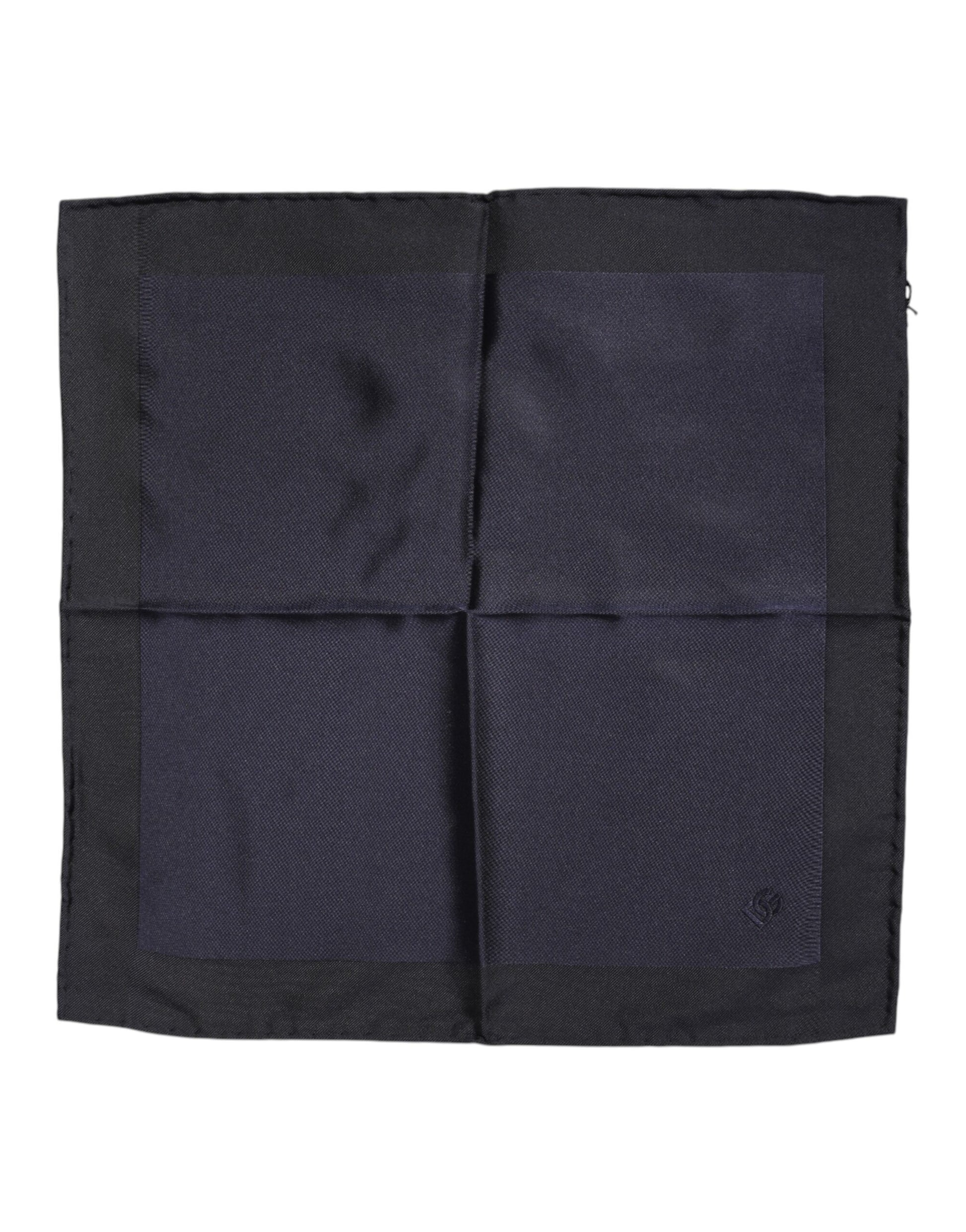 Dark Blue Silk Square Men Foulard Scarf-Dolce & Gabbana-LabelTerrace.com