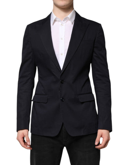 Dark Blue TAORMINA Cotton Blazer Suit Jacket-Dolce & Gabbana-LabelTerrace.com
