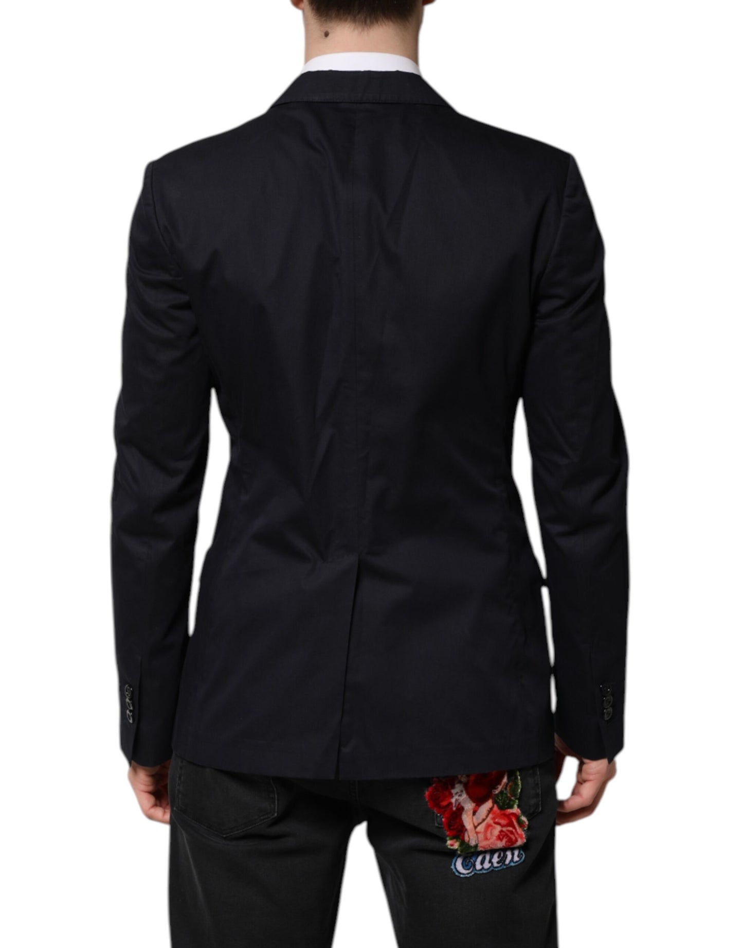 Dark Blue TAORMINA Cotton Blazer Suit Jacket-Dolce & Gabbana-LabelTerrace.com