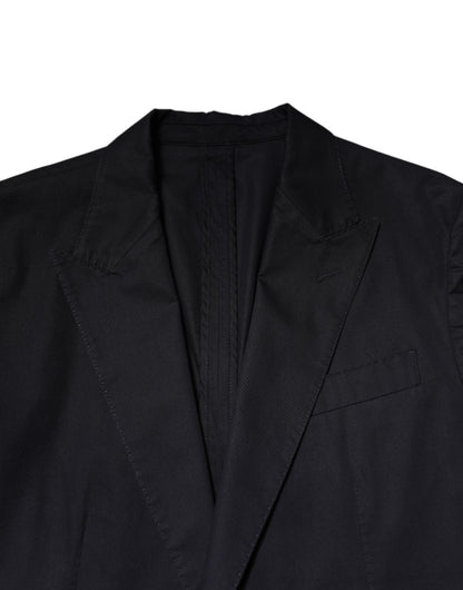 Dark Blue TAORMINA Cotton Blazer Suit Jacket-Dolce & Gabbana-LabelTerrace.com