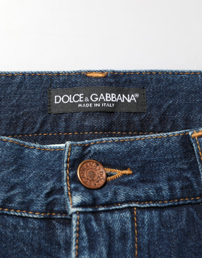 Dark Blue Washed Cotton Skinny Men Denim Jeans