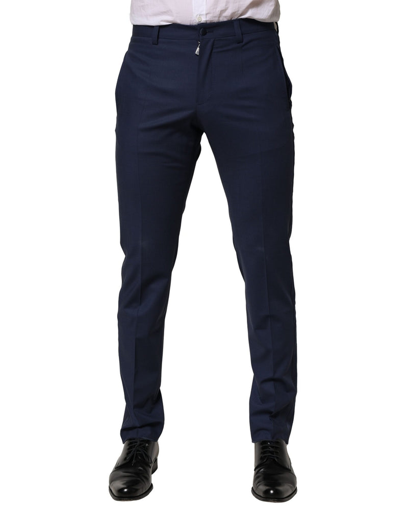 Dark Blue Wool Dress Formal Pants-Dolce & Gabbana-LabelTerrace.com