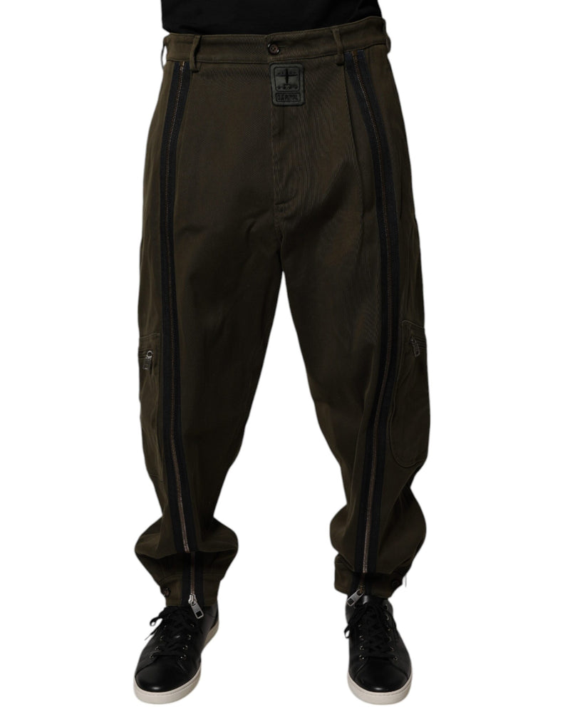 Dark Brown Cotton Jogger Cargo Pants-Dolce & Gabbana-LabelTerrace.com