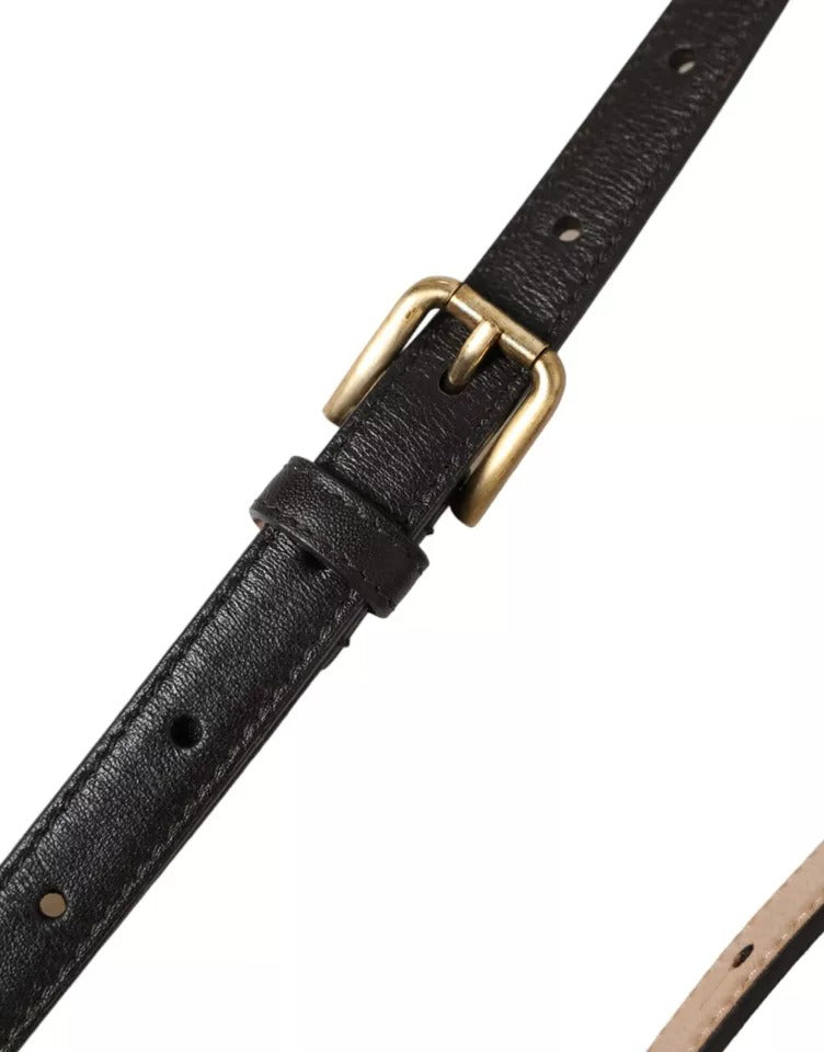 Dark Brown Leather Gold Metal Buckle Women Belt-Dolce & Gabbana-LabelTerrace.com