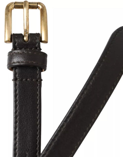 Dark Brown Leather Gold Metal Buckle Women Belt-Dolce & Gabbana-LabelTerrace.com