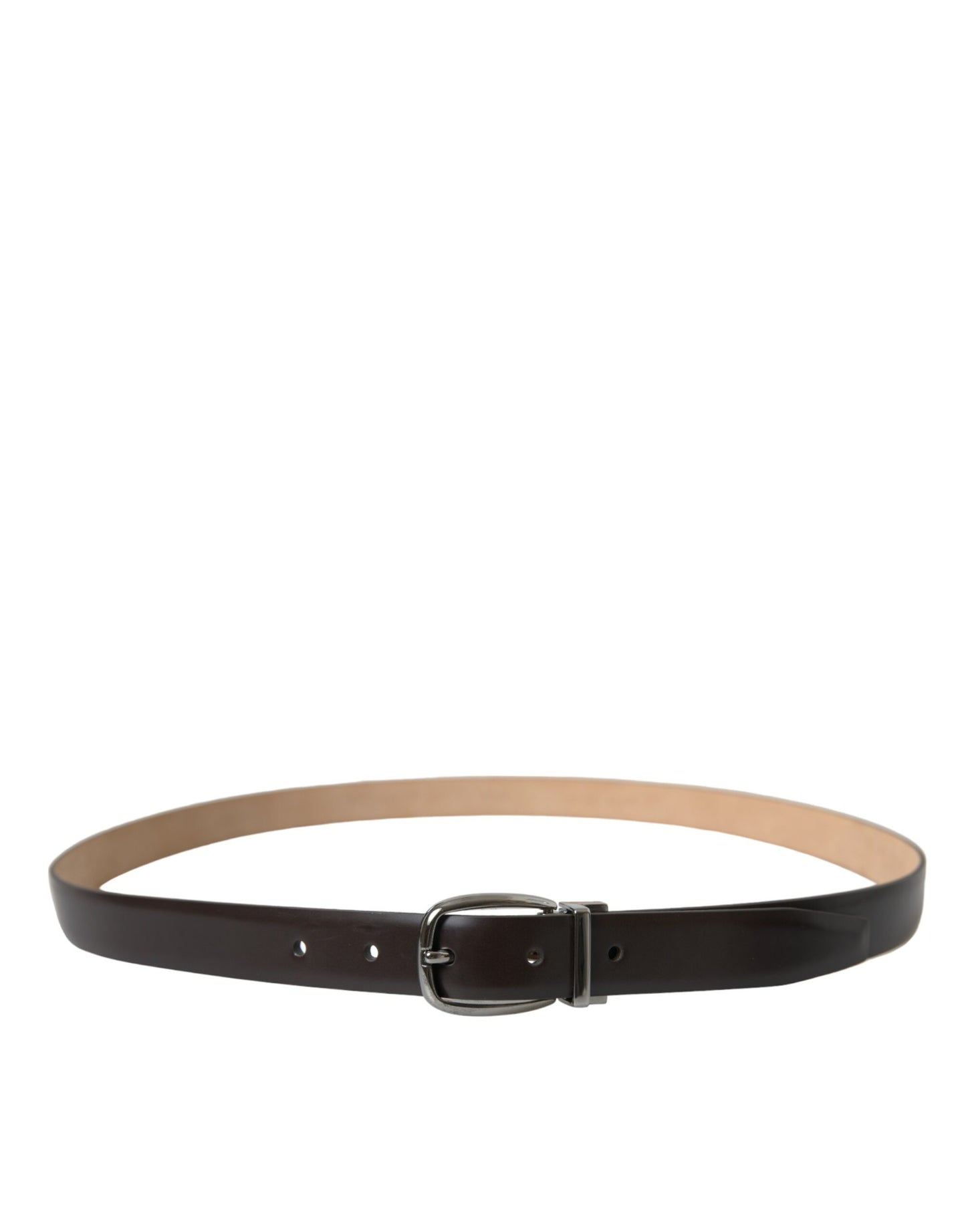 Dark Brown Leather Silver Metal Buckle Belt-Dolce & Gabbana-LabelTerrace.com