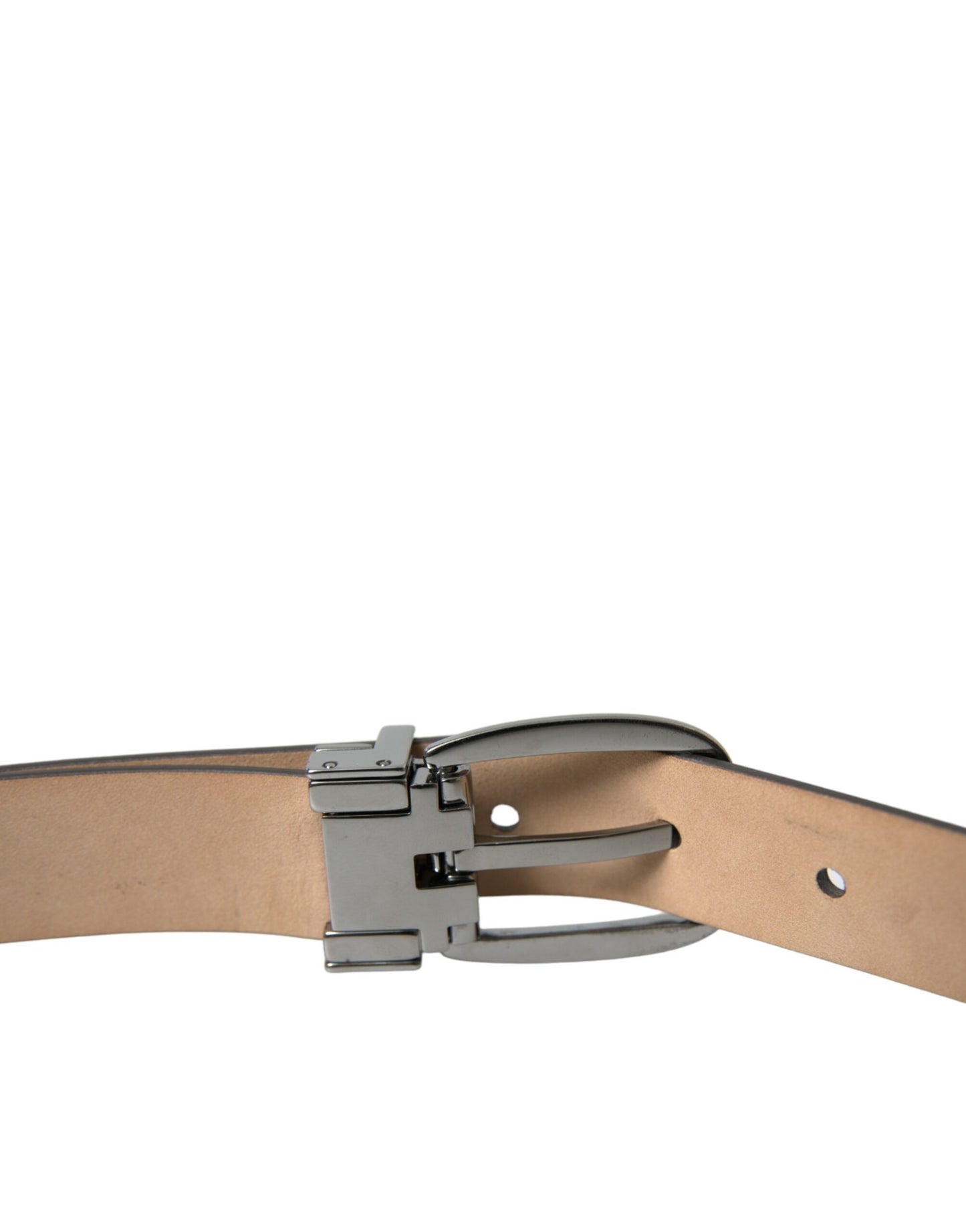 Dark Brown Leather Silver Metal Buckle Belt-Dolce & Gabbana-LabelTerrace.com