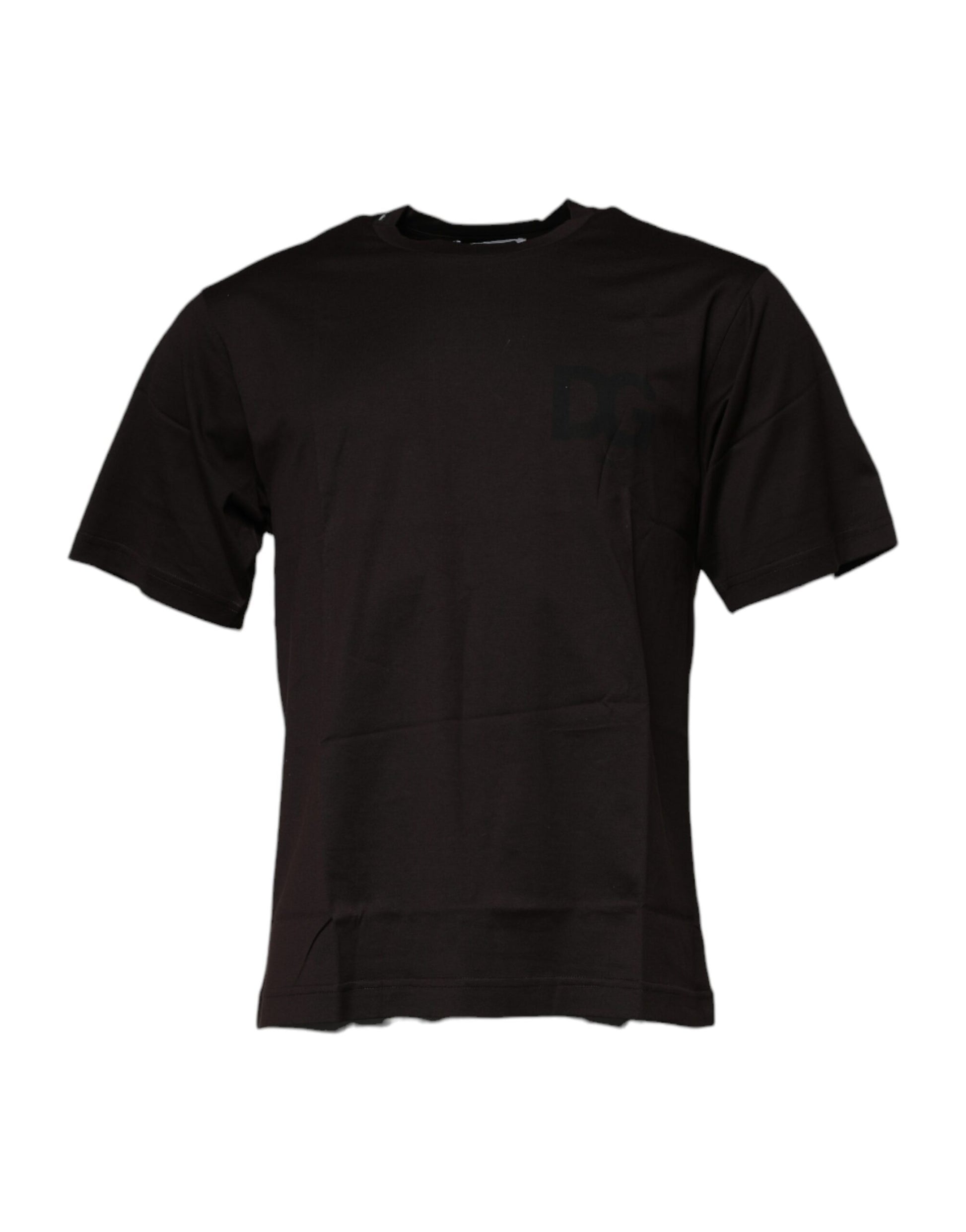Dark Brown Logo Cotton Crew Neck T-shirt-Dolce & Gabbana-LabelTerrace.com