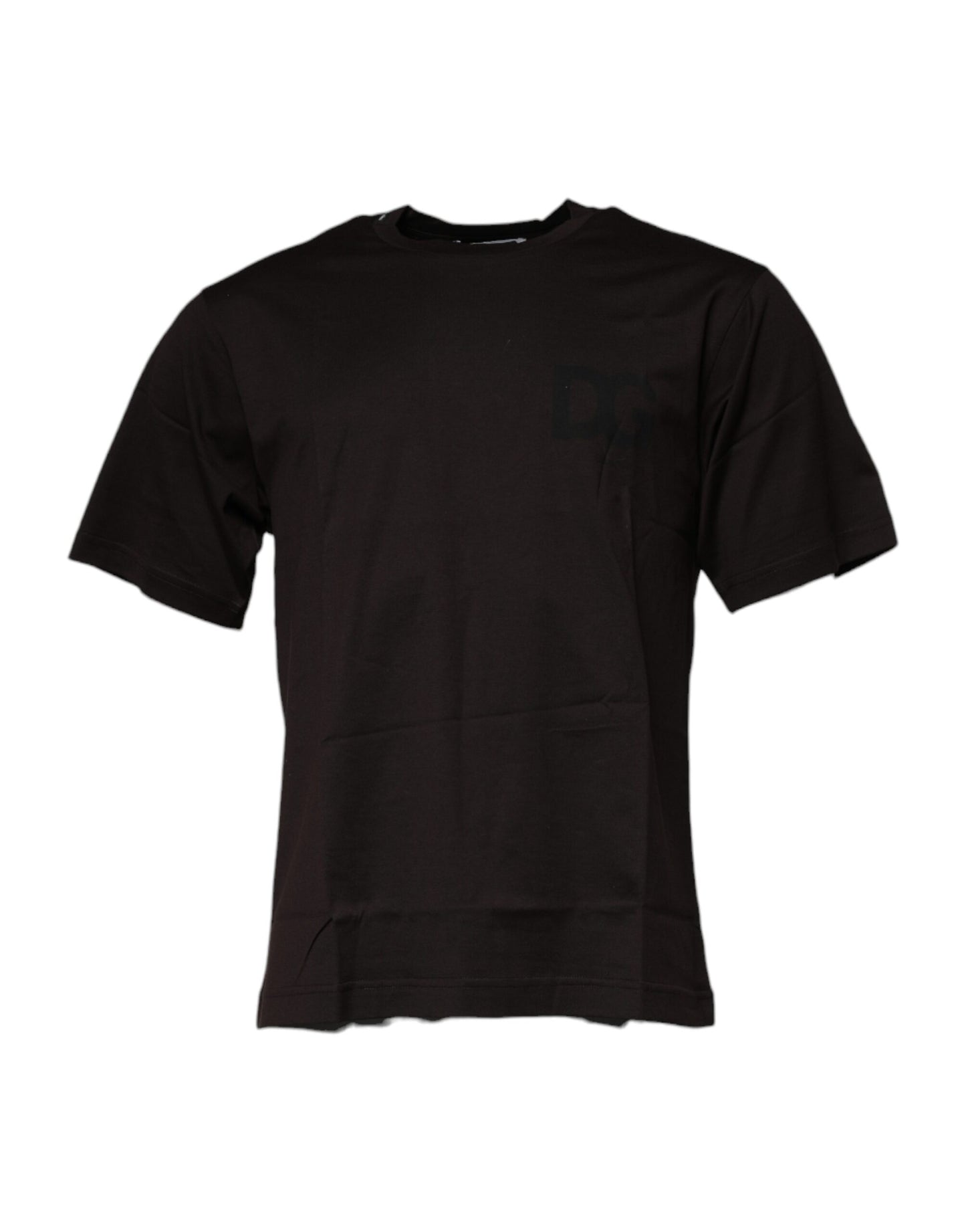 Dark Brown Logo Cotton Crew Neck T-shirt-Dolce & Gabbana-LabelTerrace.com