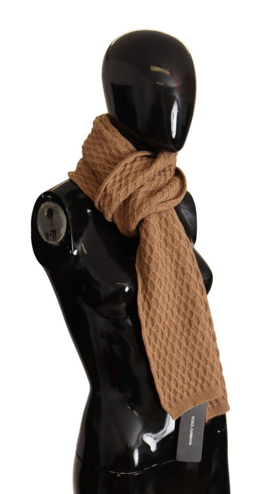 Dark Brown Wrap Shawl Knitted Camel Scarf-Dolce & Gabbana-LabelTerrace.com