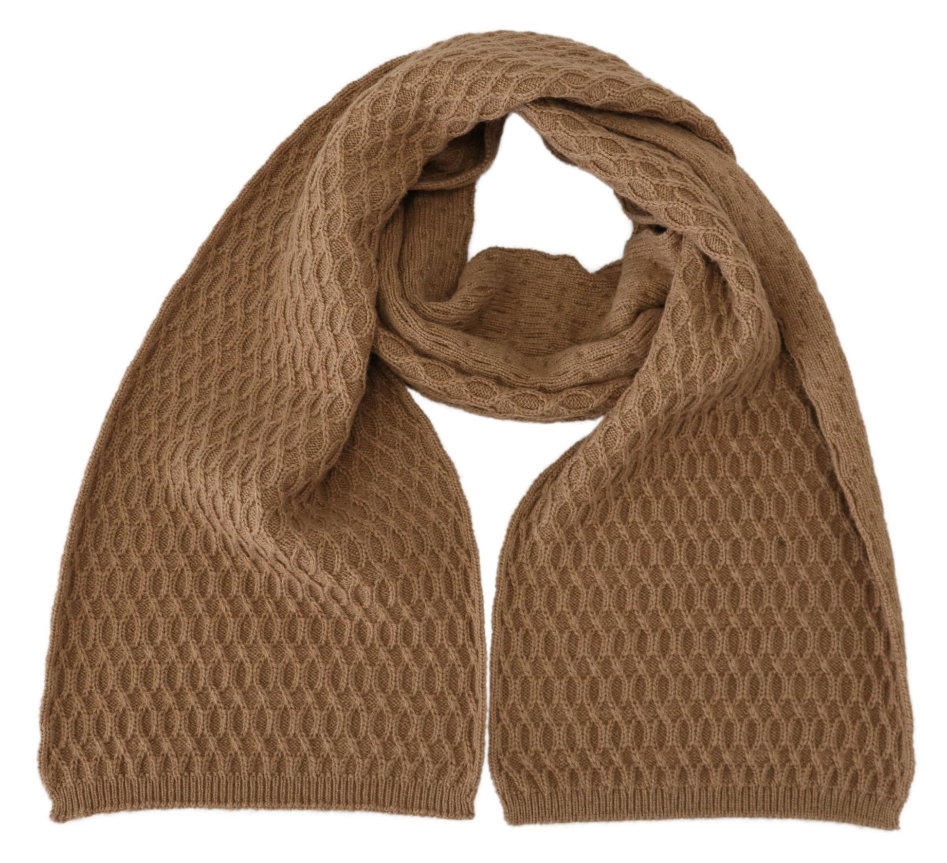Dark Brown Wrap Shawl Knitted Camel Scarf-Dolce & Gabbana-LabelTerrace.com