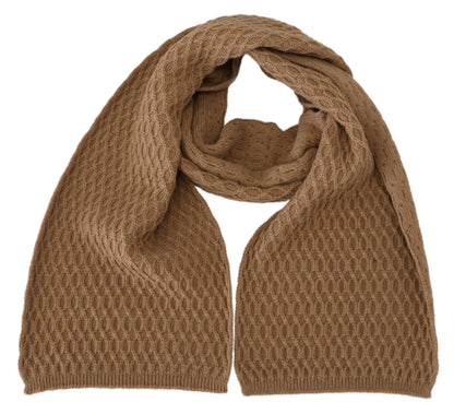 Dark Brown Wrap Shawl Knitted Camel Scarf-Dolce & Gabbana-LabelTerrace.com