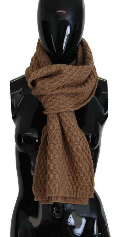 Dark Brown Wrap Shawl Knitted Camel Scarf-Dolce & Gabbana-LabelTerrace.com