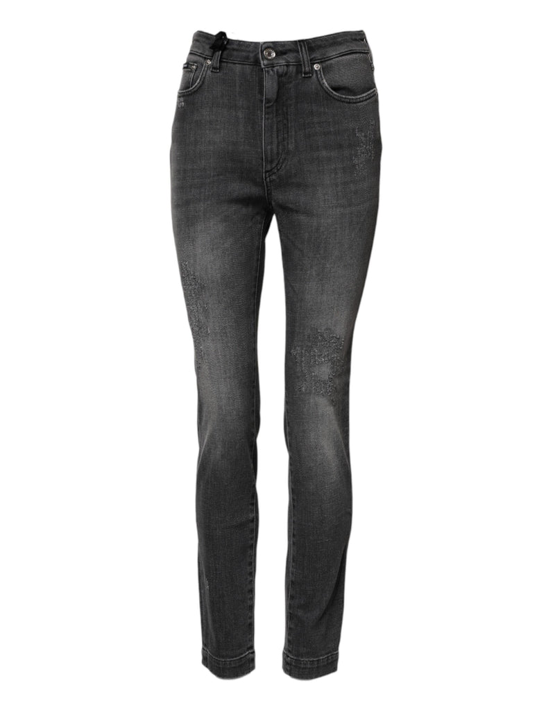 Dark Gray AUDREY Cotton Skinny Denim Jeans-Dolce & Gabbana-LabelTerrace.com