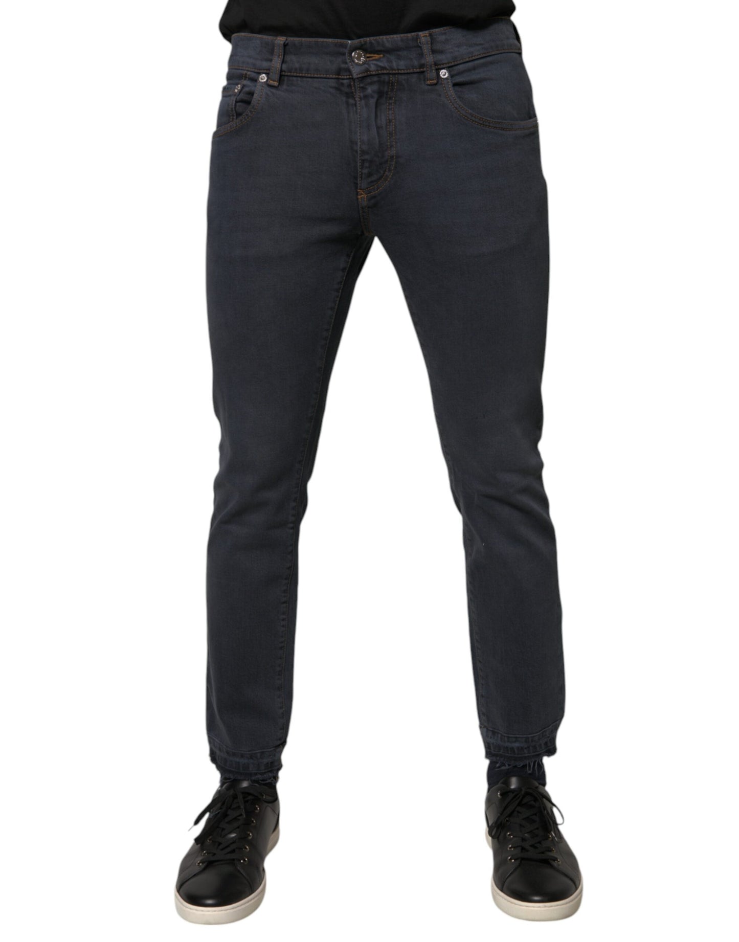Dark Gray Cotton Skinny Denim Jeans-Dolce & Gabbana-LabelTerrace.com