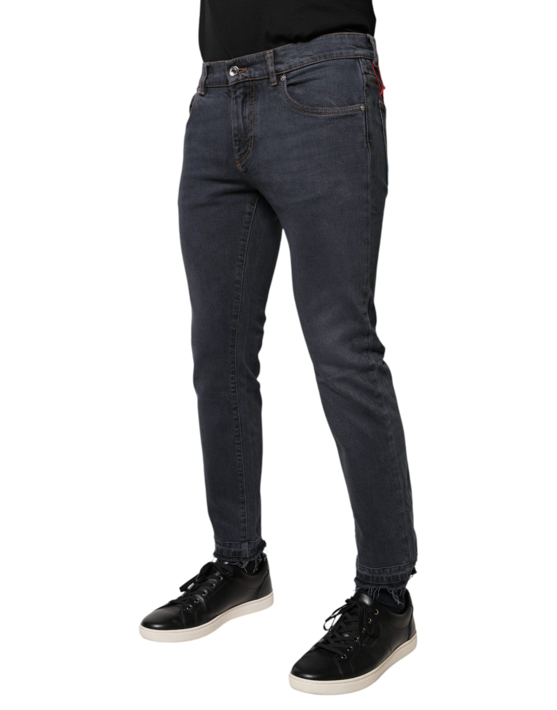 Dark Gray Cotton Skinny Denim Jeans-Dolce & Gabbana-LabelTerrace.com