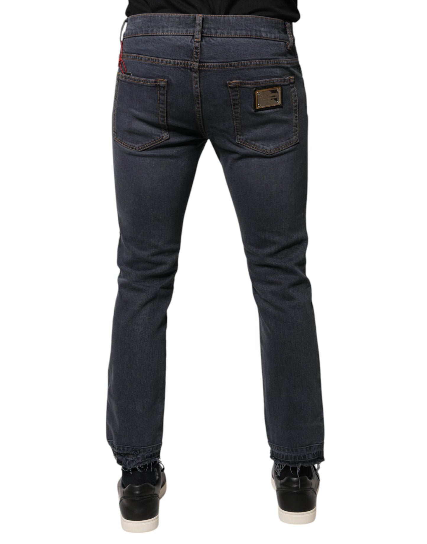 Dark Gray Cotton Skinny Denim Jeans-Dolce & Gabbana-LabelTerrace.com
