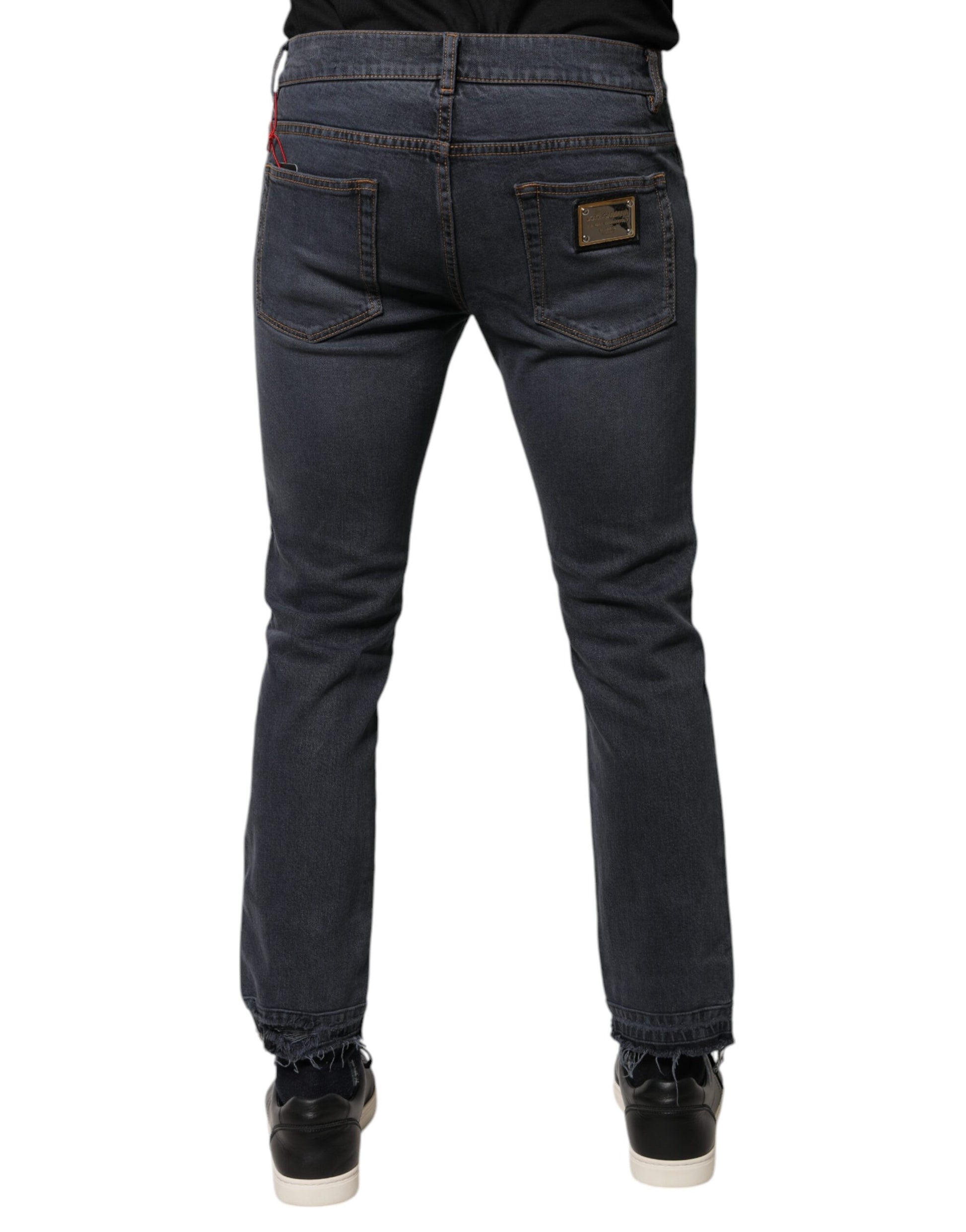 Dark Gray Cotton Skinny Denim Jeans-Dolce & Gabbana-LabelTerrace.com