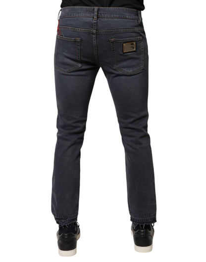 Dark Gray Cotton Skinny Denim Jeans-Dolce & Gabbana-LabelTerrace.com