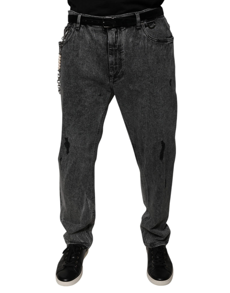 Dark Gray Cotton Skinny Denim Jeans-Dolce & Gabbana-LabelTerrace.com