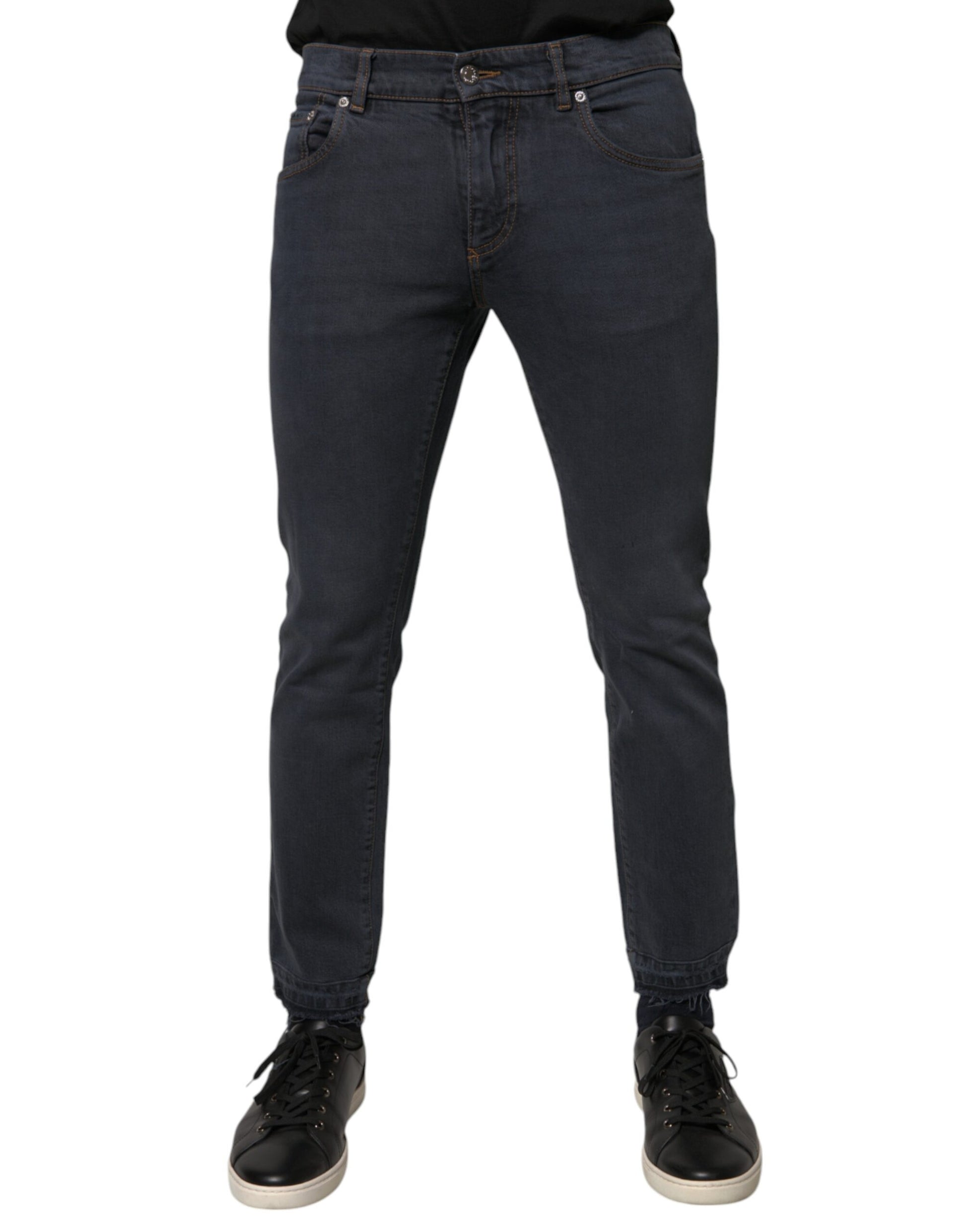 Dark Gray Cotton Skinny Denim Jeans-Dolce & Gabbana-LabelTerrace.com