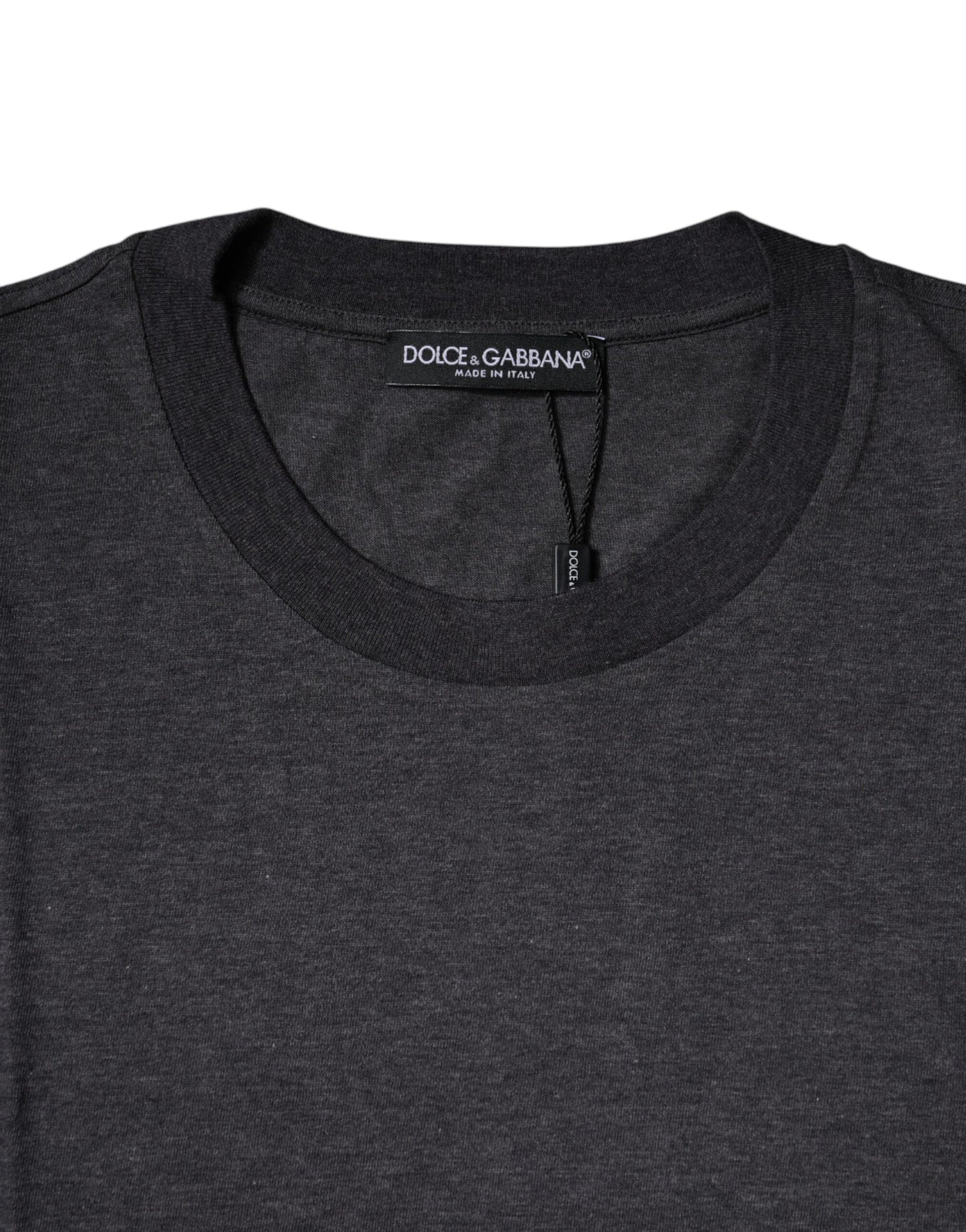 Dark Gray Crew Neck Short Sleeves T-shirt-Dolce & Gabbana-LabelTerrace.com
