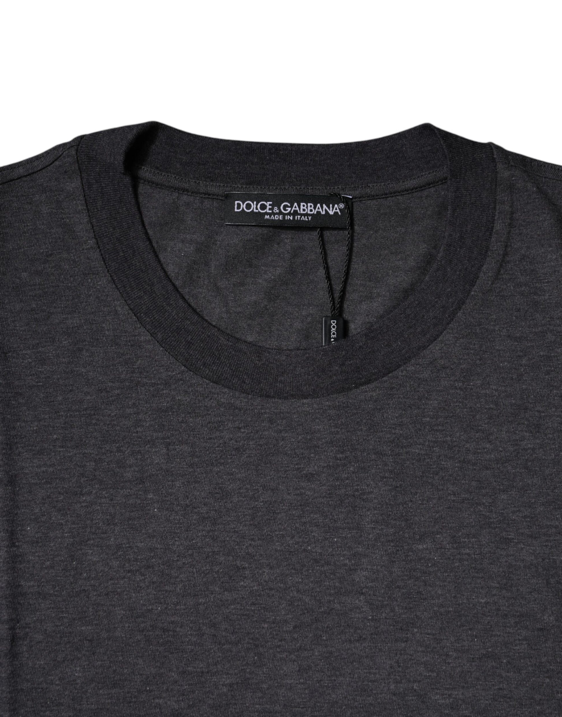 Dark Gray Crew Neck Short Sleeves T-shirt-Dolce & Gabbana-LabelTerrace.com