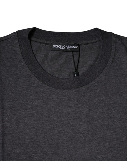 Dark Gray Crew Neck Short Sleeves T-shirt-Dolce & Gabbana-LabelTerrace.com