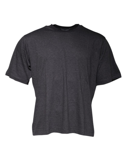 Dark Gray Crew Neck Short Sleeves T-shirt-Dolce & Gabbana-LabelTerrace.com