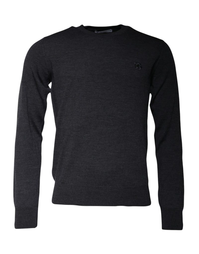 Dark Gray DG Logo Crew Neck Pullover Sweater-Dolce & Gabbana-LabelTerrace.com