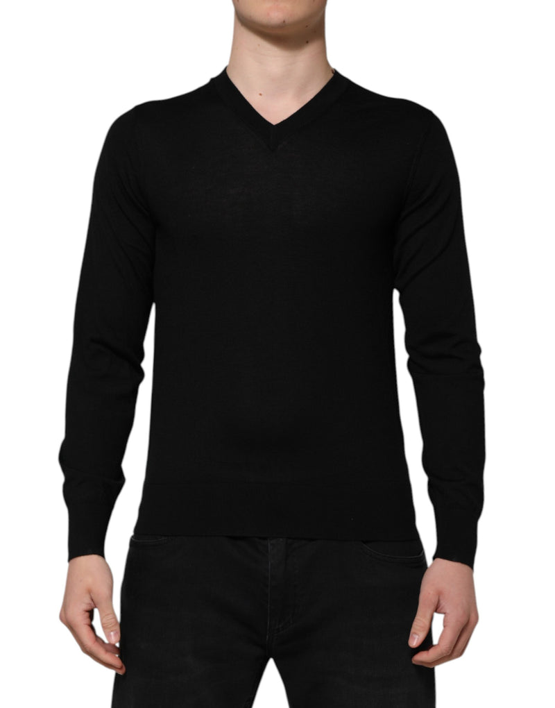 Dark Gray Embroidered Logo Pullover Sweater-Dolce & Gabbana-LabelTerrace.com