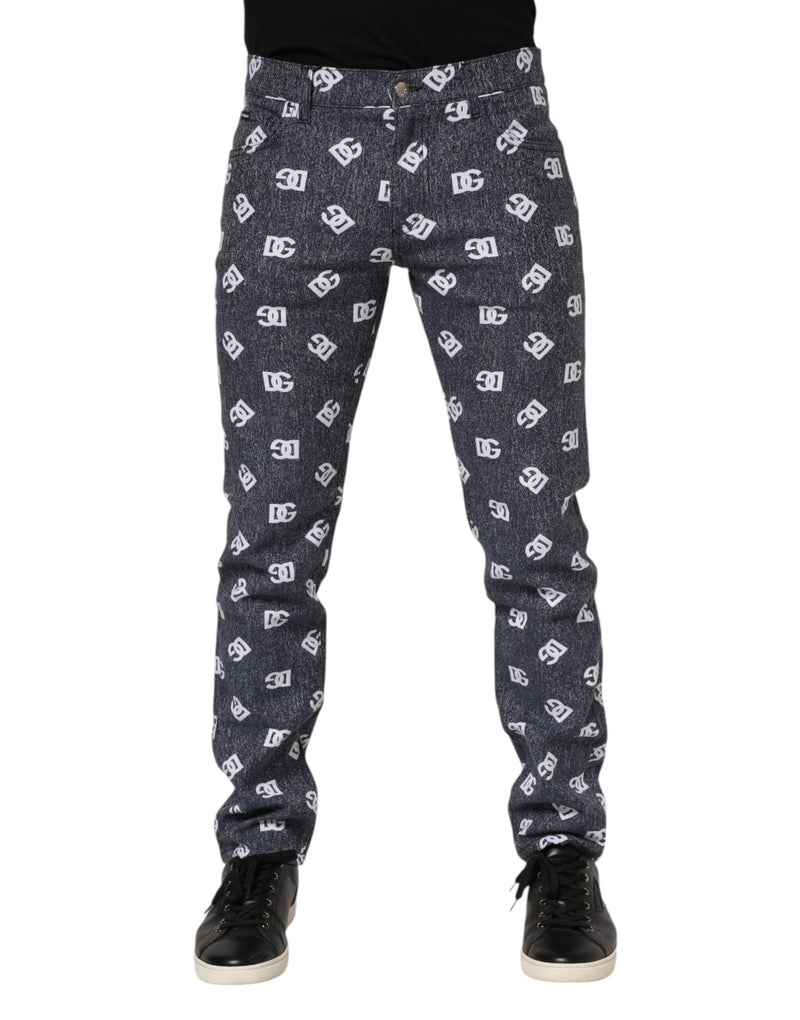 Dark Gray Logo Cotton Skinny Slim Denim Jeans-Dolce & Gabbana-LabelTerrace.com