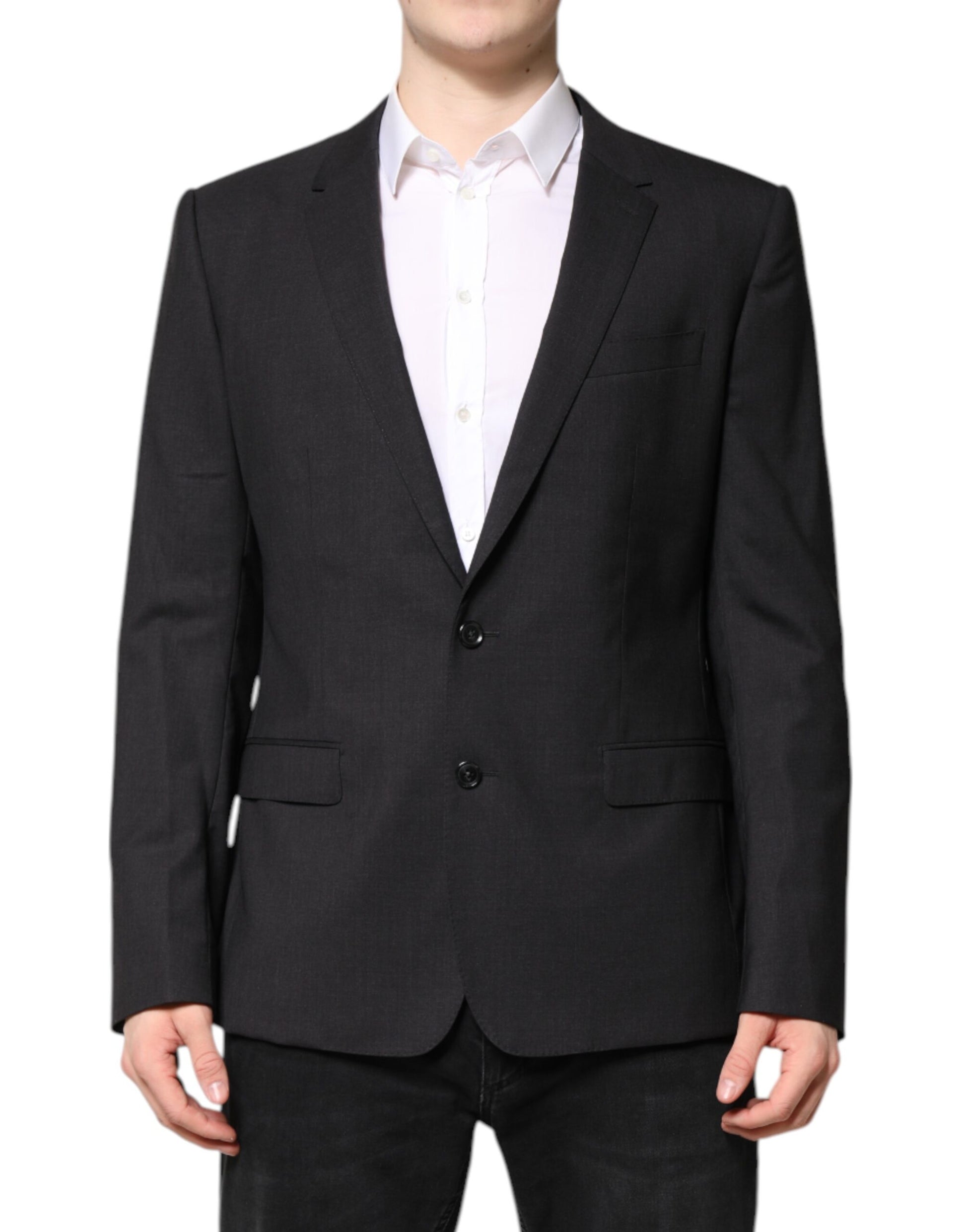 Dark Gray MARTINI Single Breasted Jacket-Dolce & Gabbana-LabelTerrace.com